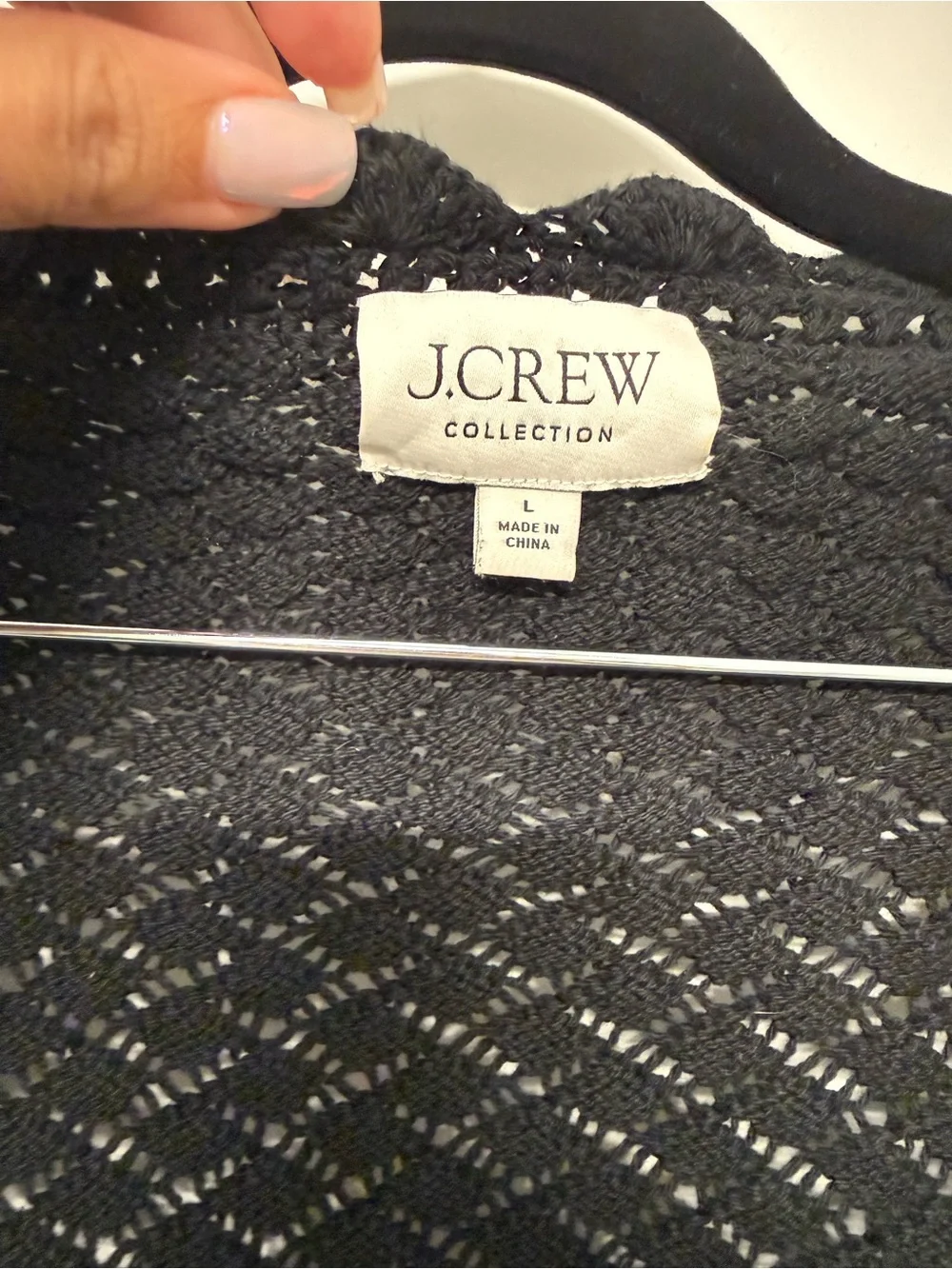 J. Crew Black Scalloped V-Neck Button Cardigan